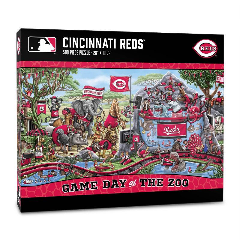 slide 1 of 3, MLB Cincinnati Reds Game Day at the Zoo Jigsaw Puzzle - 500pc, 500 ct