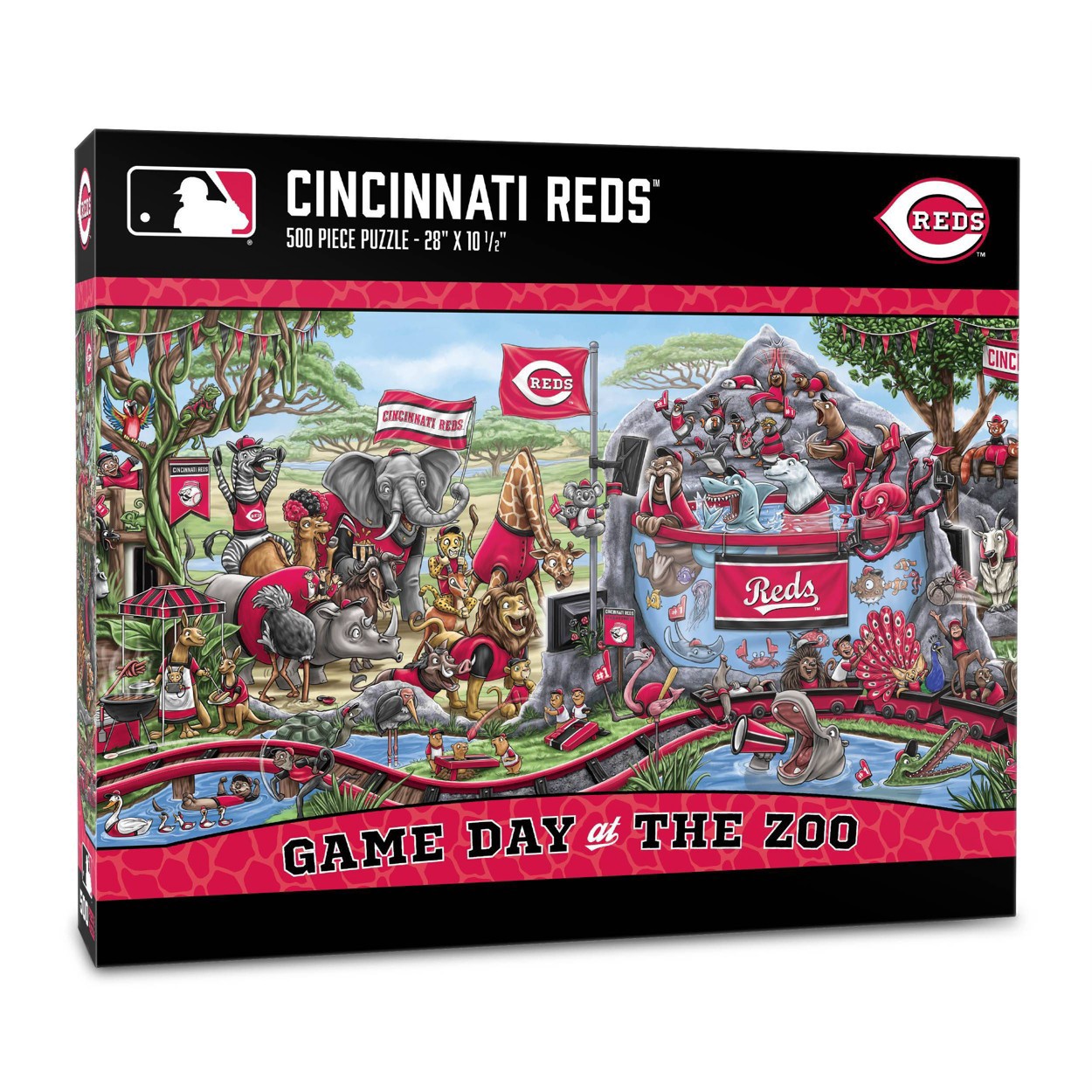 slide 1 of 3, MLB Cincinnati Reds Game Day at the Zoo Jigsaw Puzzle - 500pc, 500 ct