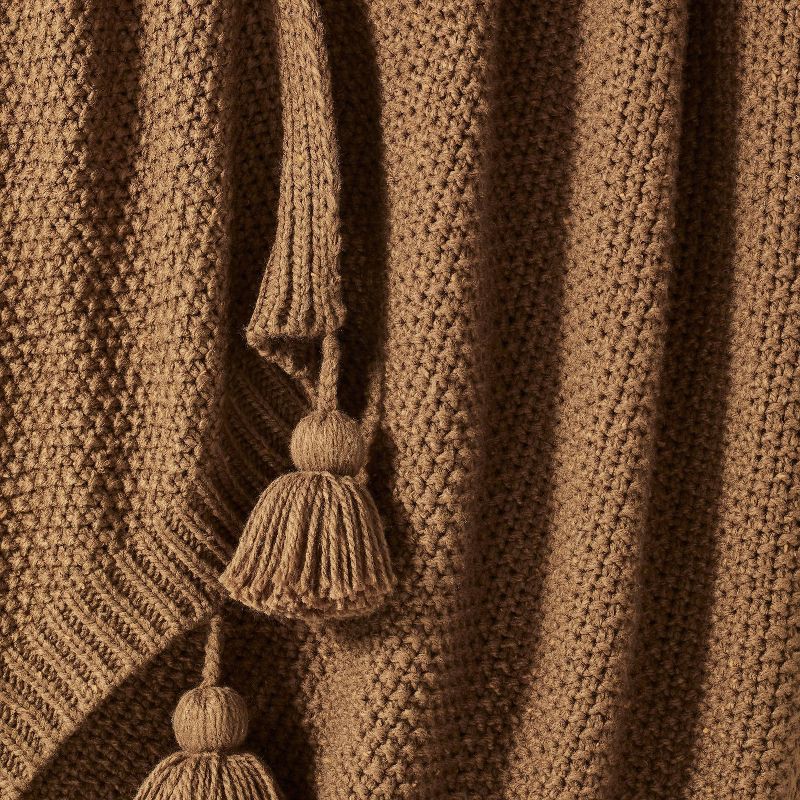 slide 3 of 3, Threshold designed w/Studio McGee Knit Throw with Pom Tassels Throw Blanket Brown - Threshold designed with Studio McGee, 1 ct