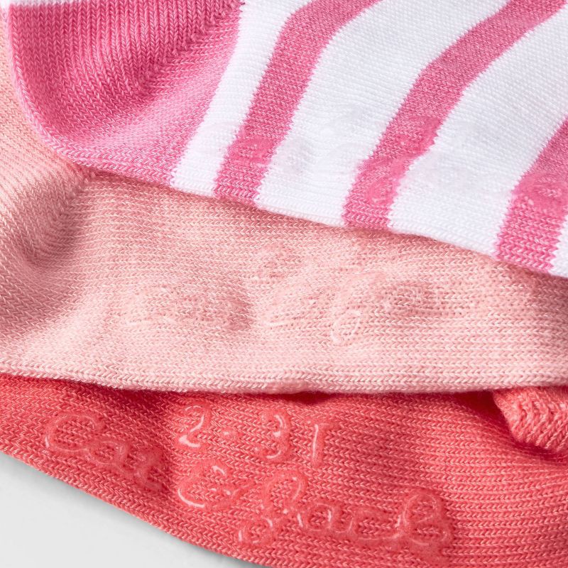 slide 3 of 3, Toddler Girls' 10pk Striped Low Cut Socks - Cat & Jack™ 4T-5T, 10 ct