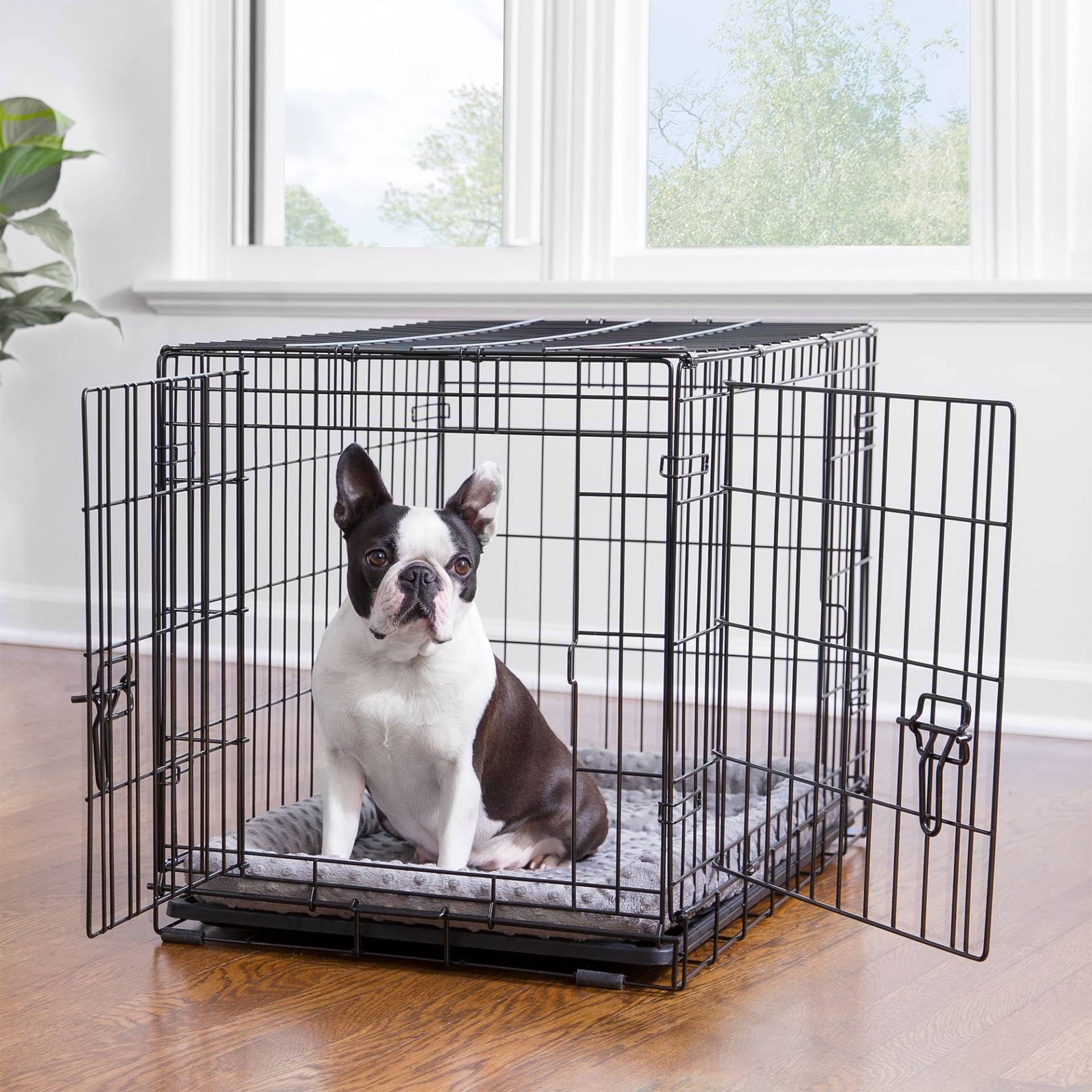 slide 1 of 1, Global Source Double Door Folding Wire Dog Crate with Divider Panel, 1 ct