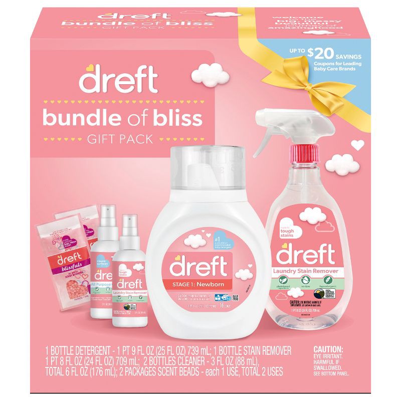 slide 1 of 8, Dreft Original Bundle of Bliss Laundry Detergent Gift Pack, 6 ct