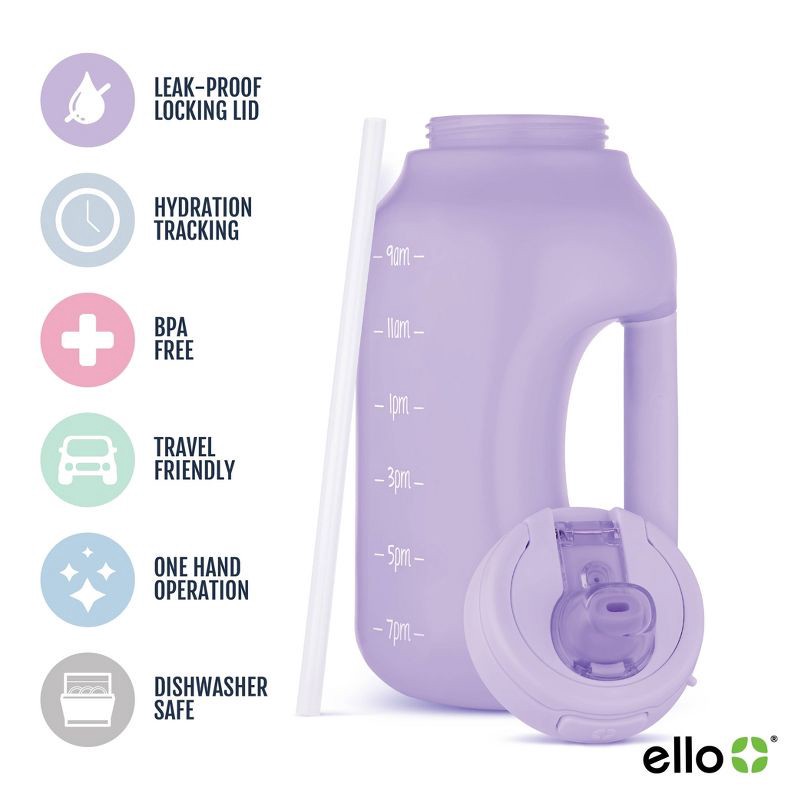 slide 6 of 7, Ello Hydra 64oz Half Gallon Jug with Straw - Tropical Violet: BPA-Free Portable Drinkware, Dishwasher-Safe, 64 oz