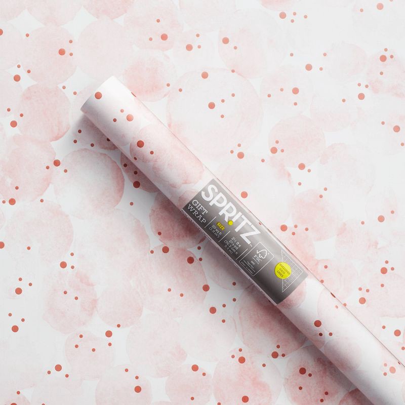 slide 1 of 3, Waterdot Gift Wrapping Paper Pink/White - Spritz™: Polka Dots, Love & Romance, Birthday, Wedding, Shower, 96"x30", 1 ct