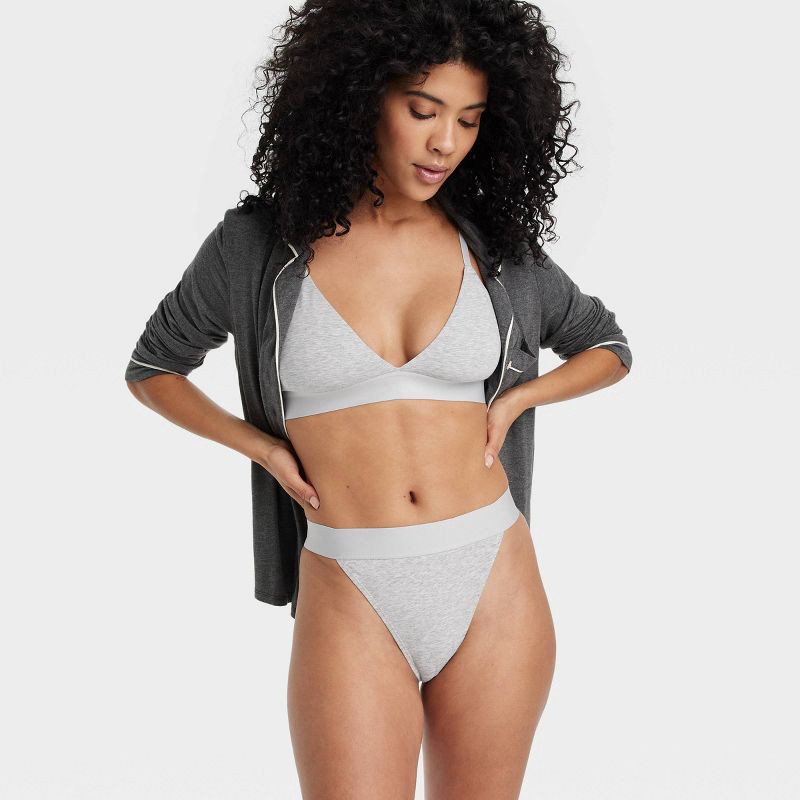 slide 3 of 5, Women's Cotton Stretch Hi-Cut Cheeky Underwear with Elastic Waist - Auden™ Gray L, 1 ct