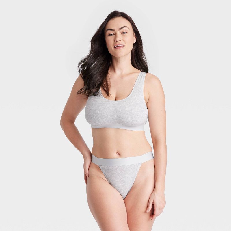 slide 4 of 5, Women's Cotton Stretch Hi-Cut Cheeky Underwear with Elastic Waist - Auden™ Gray L, 1 ct