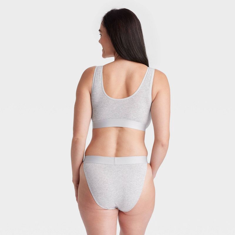 slide 5 of 5, Women's Cotton Stretch Hi-Cut Cheeky Underwear with Elastic Waist - Auden™ Gray L, 1 ct