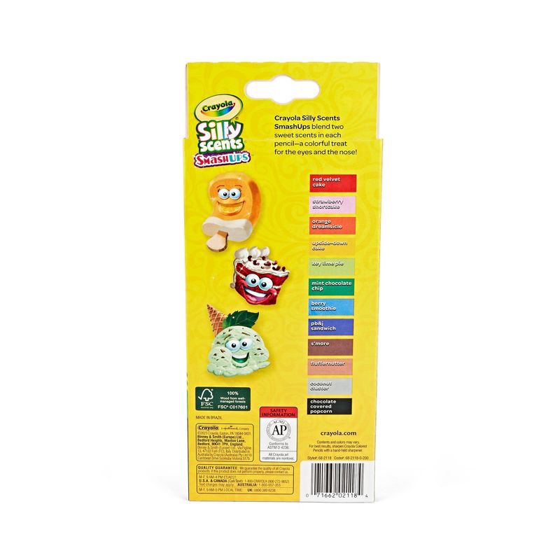 slide 5 of 5, Crayola 12ct Silly Scent Smash Ups Colored Pencils: Scented Drawing & Coloring Book Supplies for Kids, No. 2 Lead, 12 ct