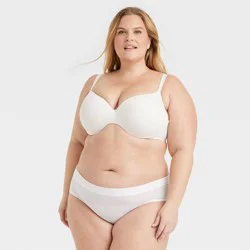 Women's Cotton Stretch Hipster Underwear - Auden™ White XXL: Mid Rise, Knit, Jersey