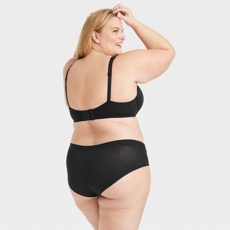 slide 2 of 3, Women's Cotton Stretch Hipster Underwear - Auden™ Black 2X: Lightweight Knit Jersey, Mid Rise, Full Waistband Elastic, 1 ct