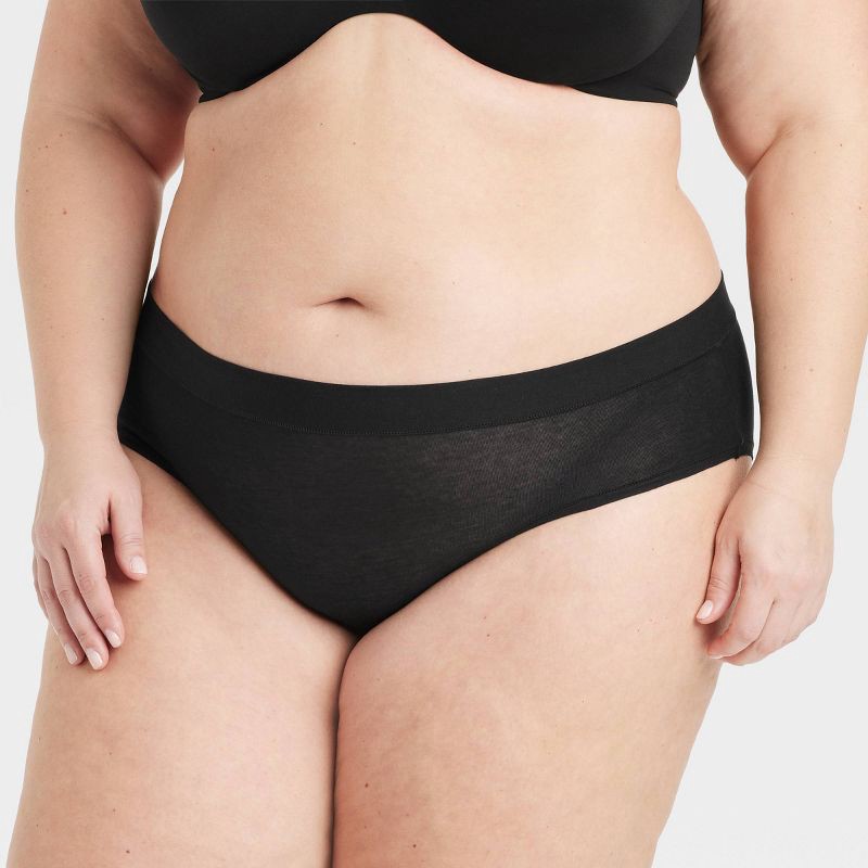 slide 3 of 3, Women's Cotton Stretch Hipster Underwear - Auden™ Black 2X: Lightweight Knit Jersey, Mid Rise, Full Waistband Elastic, 1 ct