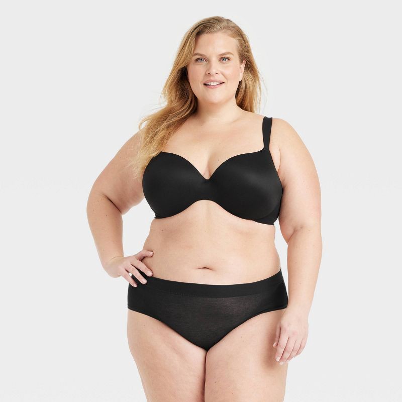 slide 1 of 3, Women's Cotton Stretch Hipster Underwear - Auden™ Black 2X: Lightweight Knit Jersey, Mid Rise, Full Waistband Elastic, 1 ct