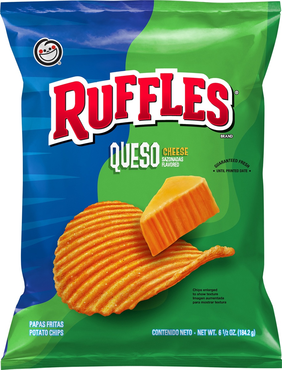 slide 4 of 6, Ruffles Queso Cheese Flavored Potato Chips 6.5 oz, 6.5 oz