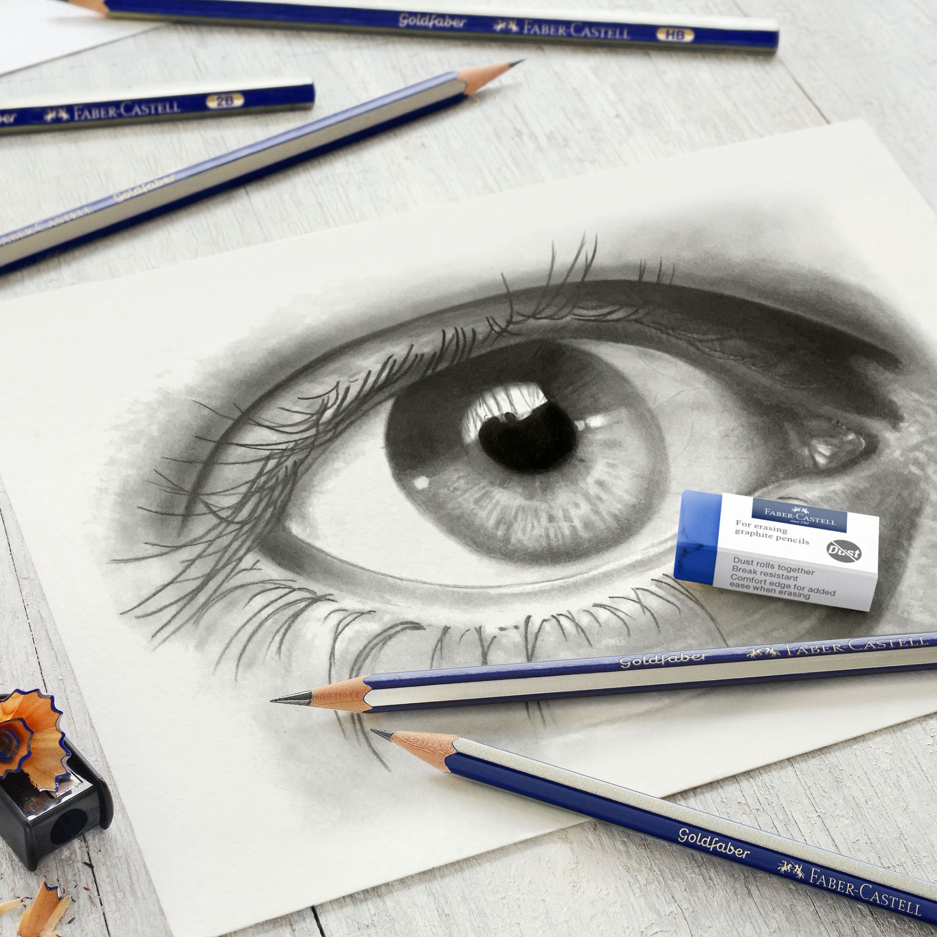 slide 3 of 7, Faber-Castell Graphite Sketch Set, 2h, hb, b, 2b, 4b, 6b