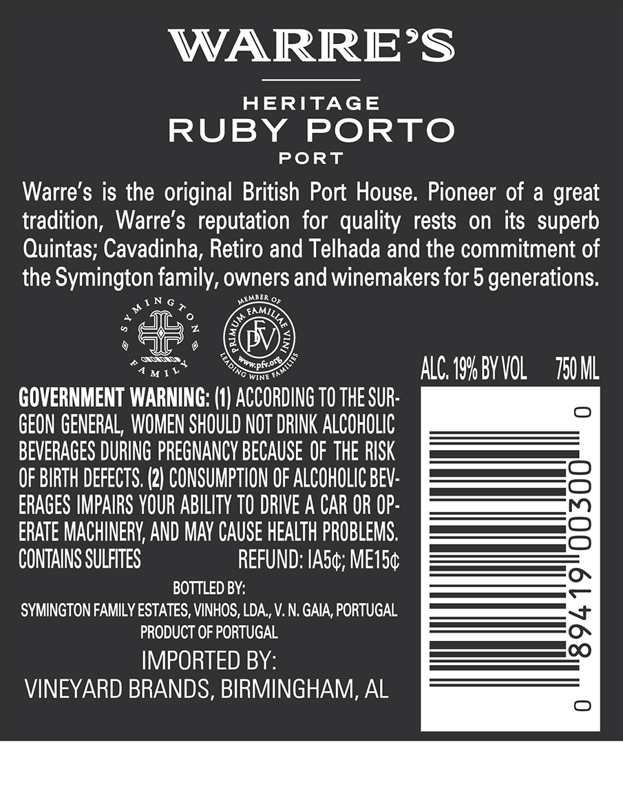 slide 3 of 3, Warre's Heritage Ruby Port, 750 ml