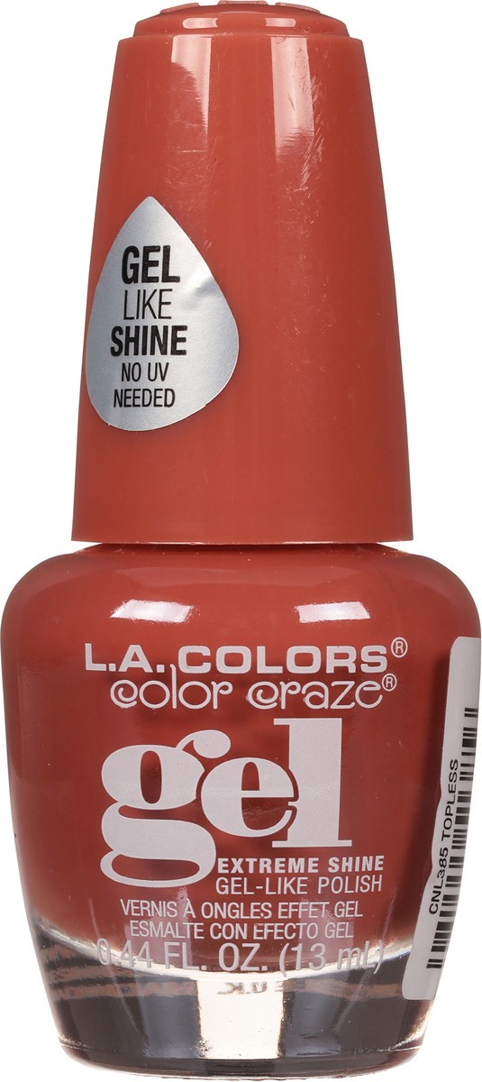 slide 9 of 13, L.A. Colors Color Craze CNL385 Topless Gel Extreme Shine Nail Polish 0.44 fl oz, 0.44 fl oz