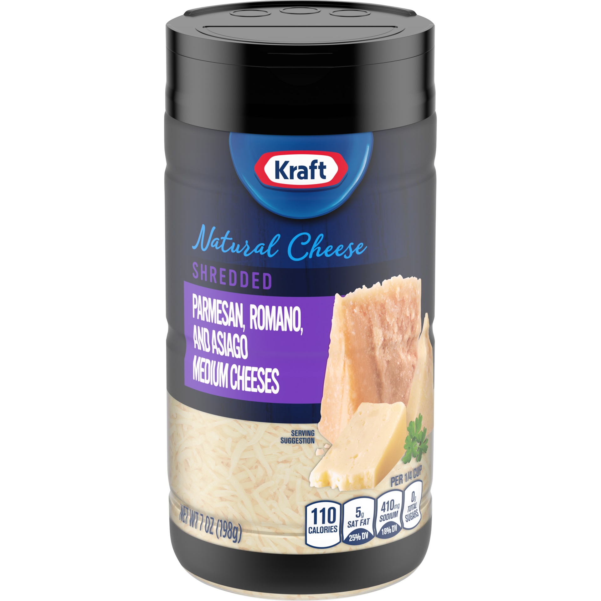 slide 1 of 6, Kraft Parmesan, Romano, & Asiago Medium Cheeses Shredded Cheese Shaker, 7 oz