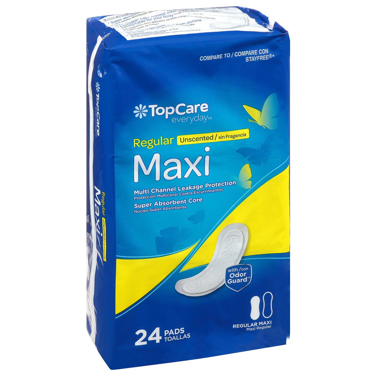 slide 2 of 9, TopCare Everyday Unscented Regular Maxi Pads 24 ea, 24 ct