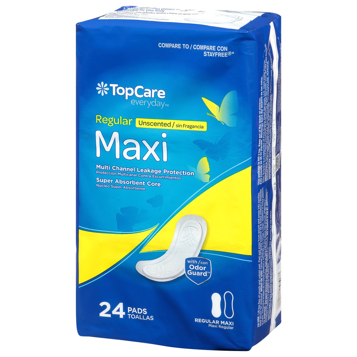 slide 3 of 9, TopCare Everyday Unscented Regular Maxi Pads 24 ea, 24 ct