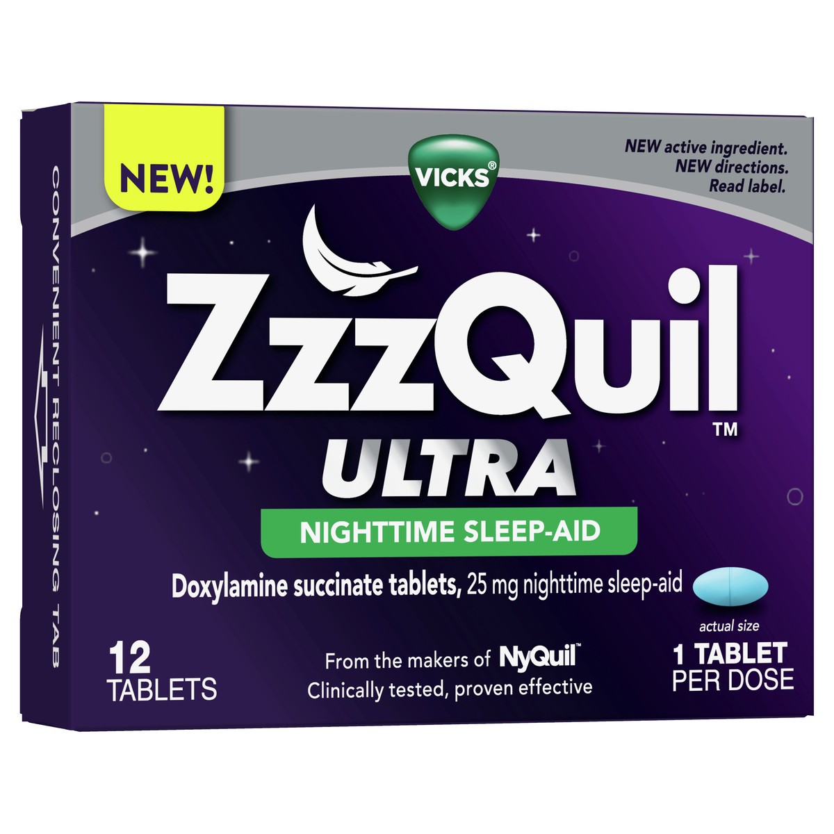 slide 3 of 5, Vicks ZzzQuil Tablets Ultra 25 mg Nighttime Sleep-Aid 12 ea, 12 ct