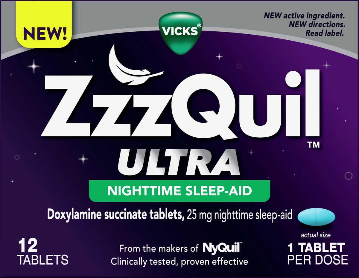 slide 2 of 5, Vicks ZzzQuil Tablets Ultra 25 mg Nighttime Sleep-Aid 12 ea, 12 ct