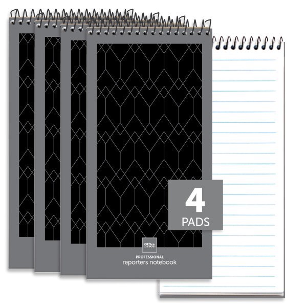 slide 5 of 6, Office Depot Brand Professional Reporter's Notebook, 4"" X 8"", Black/Gray, Legal/Wide Ruled, 140 Pages (70 Sheets), Pack Of 4, 4 ct