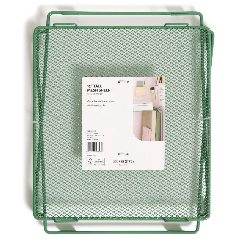 slide 5 of 7, U Brands 12" Mesh Locker Shelf Sage, 1 ct