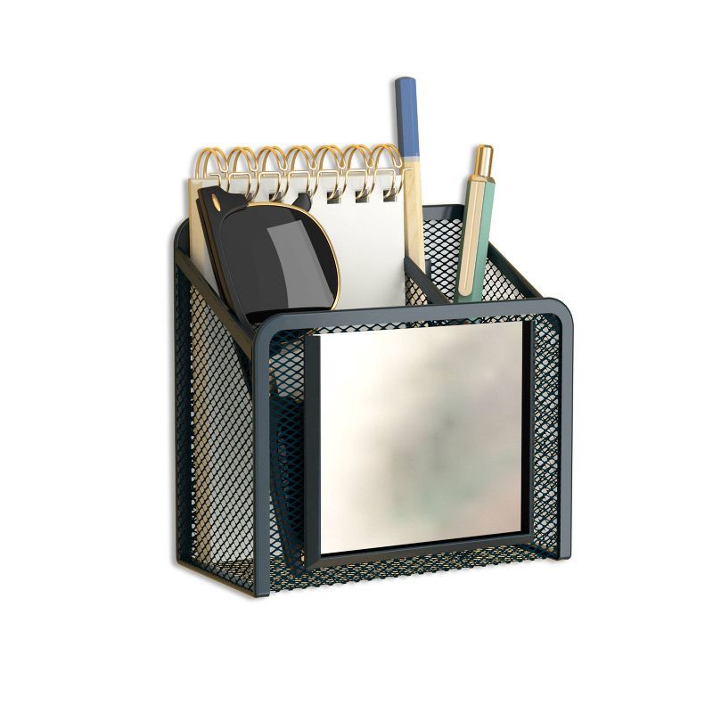 slide 2 of 7, U Brands Mesh Cup with Mirror Dark Indigo, 1 ct