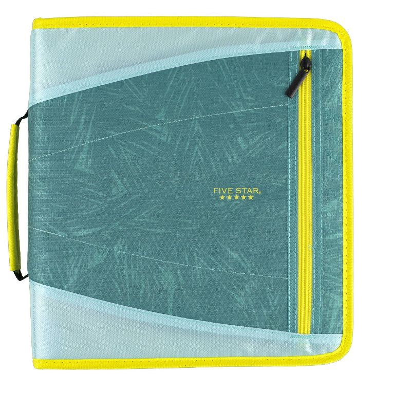 slide 4 of 6, Five Star 2" Sewn Zipper Binder with File Folders Fashion Minty Palm, 1 ct