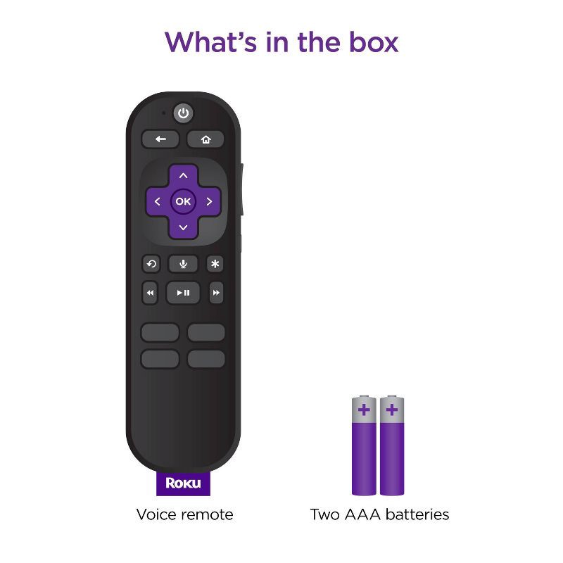 slide 5 of 7, Roku Voice Remote (Official) for Roku Players, Roku Audio, and Roku TV: Infrared & RF Control, 1 ct
