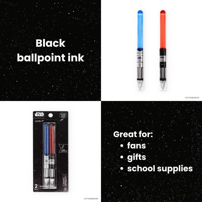 slide 4 of 7, Yoobi Star Wars Writing Set 2pk Red & Blue Lightsaber, School Supplies, 2 ct