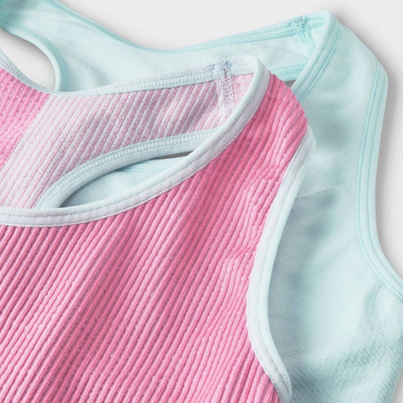 Girls' 2pk Ribbed Sports Bra - Cat & Jack™ Pink S