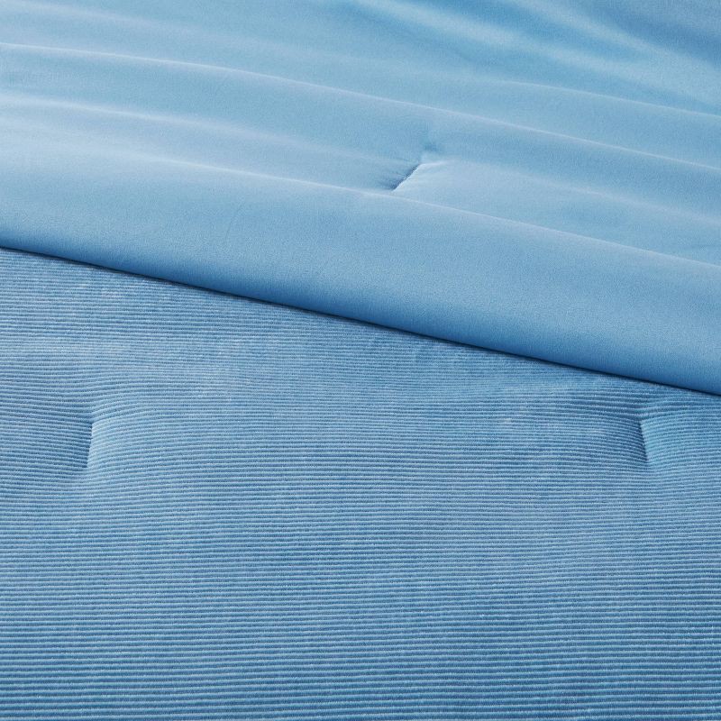 slide 3 of 3, Twin/ Twin Extra Long Corduroy Plush Comforter Blue - Room Essentials™: Lightweight, Machine Washable, OEKO-TEX Certified, 1 ct