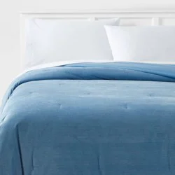 Twin/ Twin Extra Long Corduroy Plush Comforter Blue - Room Essentials™: Lightweight, Machine Washable, OEKO-TEX Certified