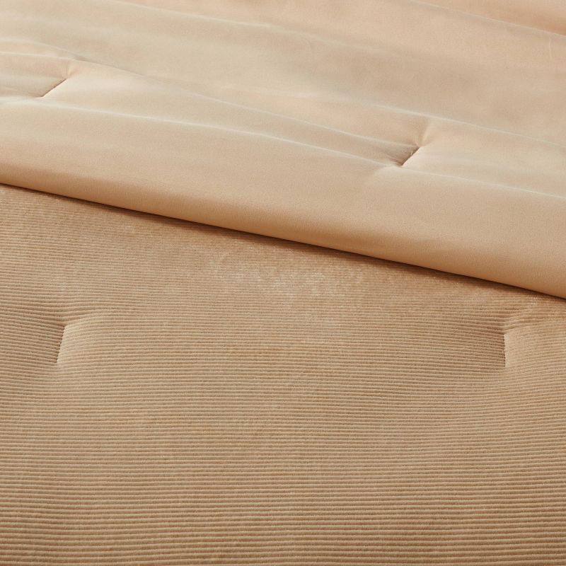 slide 3 of 3, Full/Queen Corduroy Plush Comforter Khaki - Room Essentials™: Lightweight, Teen Bedding, OEKO-TEX Certified, 1 ct