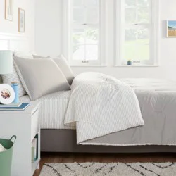 7pc Queen Solid Microfiber Comforter & Sheets Set Gray - Room Essentials™: Polyester, Quilted, OEKO-TEX Certified