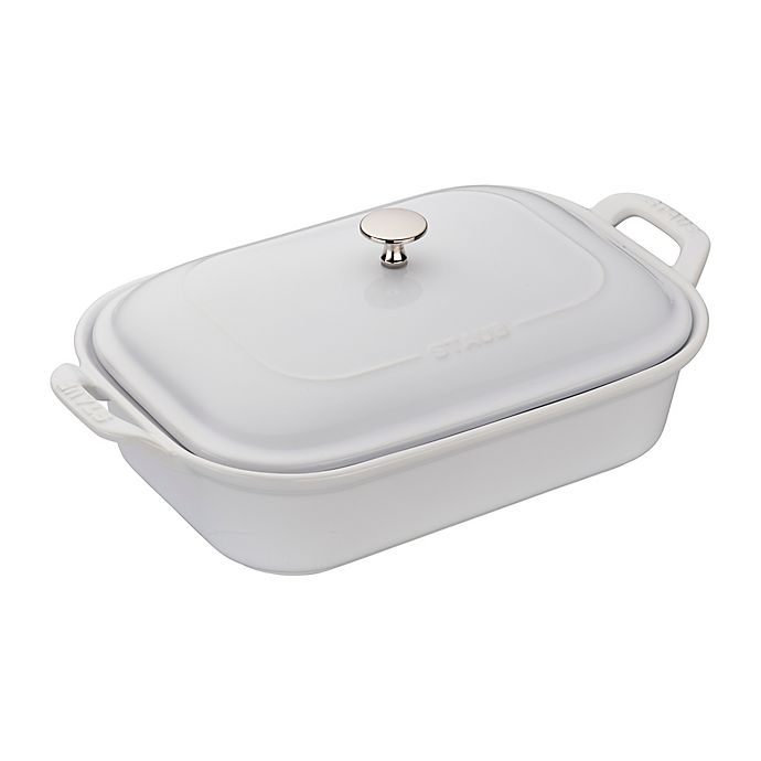 slide 2 of 2, Staub Rectangular Covered Baking Dish - White, 4 qt