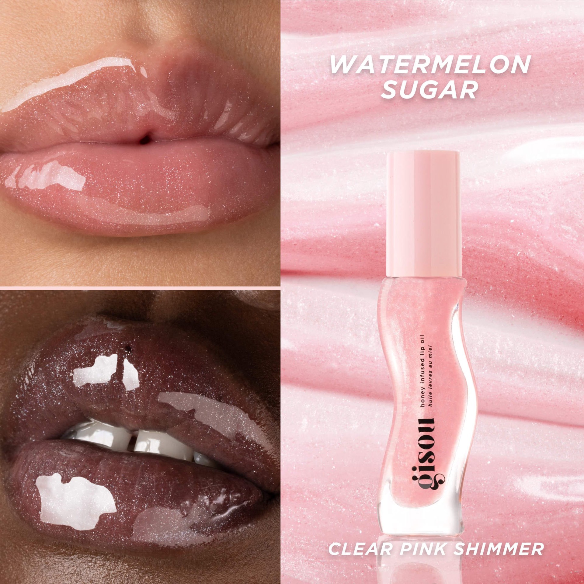 slide 4 of 10, Gisou Honey Infused Hydrating Lip Oil Watermelon Sugar, 0.27 oz