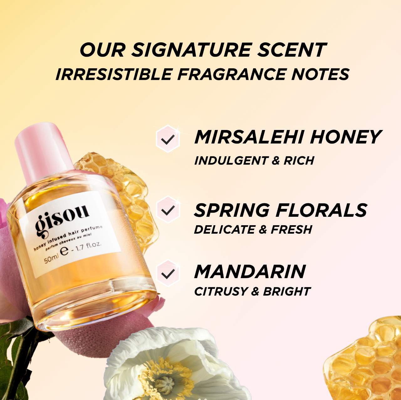 slide 2 of 7, Gisou Wildflower Honey Infused Hair Perfume 1.7 oz / 50 ml, 1.7 oz / 50 ml