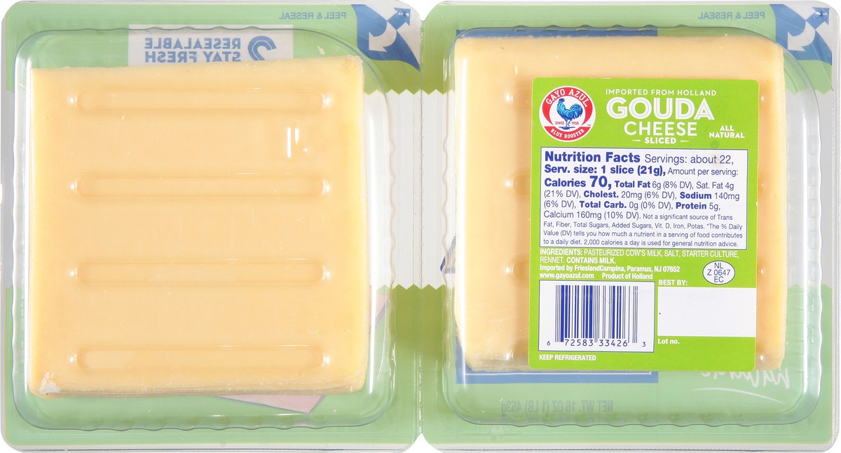 slide 12 of 14, Gayo Azul Mild & Creamy Gouda Sliced Cheese 2-16 oz Packages, 2 ct