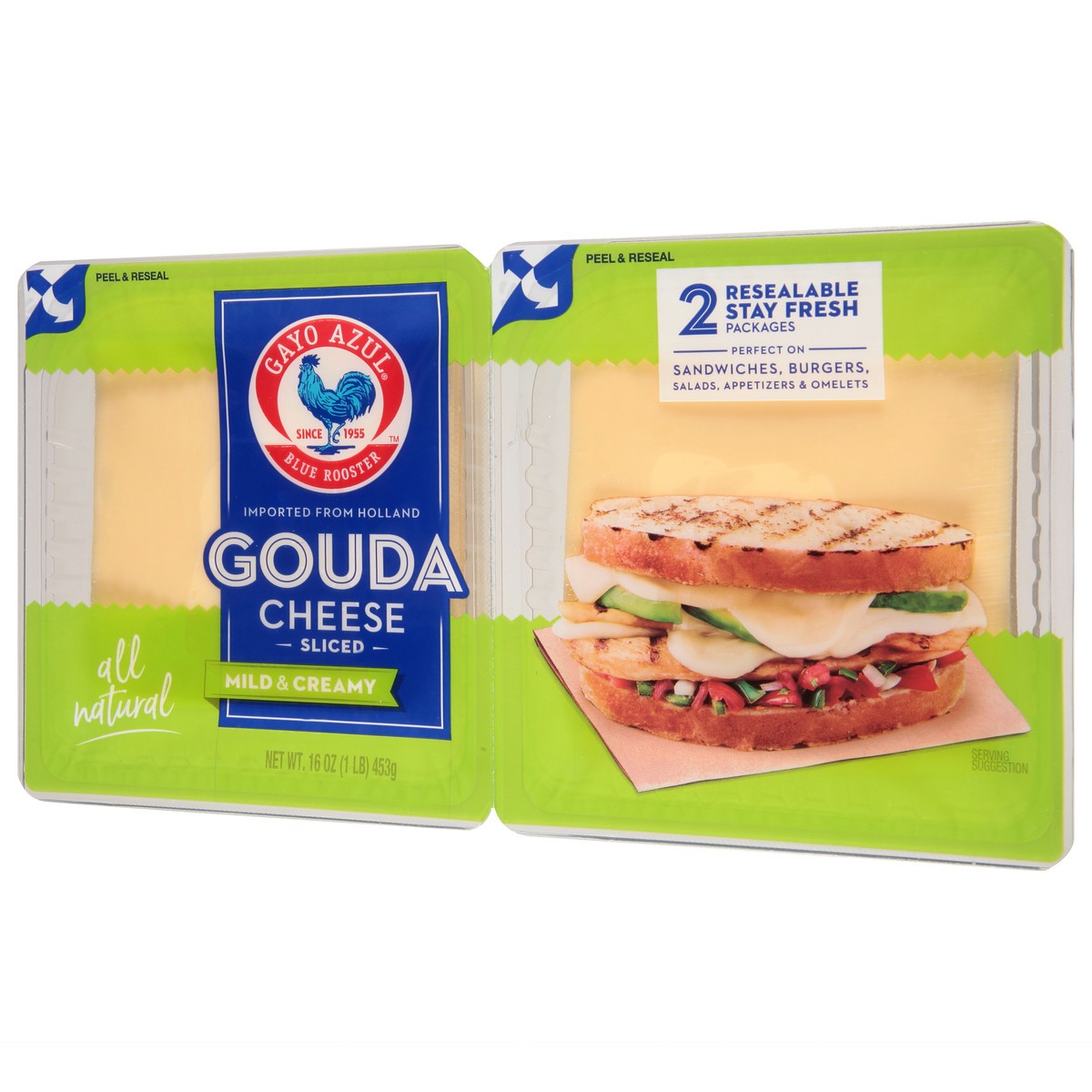 slide 8 of 14, Gayo Azul Mild & Creamy Gouda Sliced Cheese 2-16 oz Packages, 2 ct