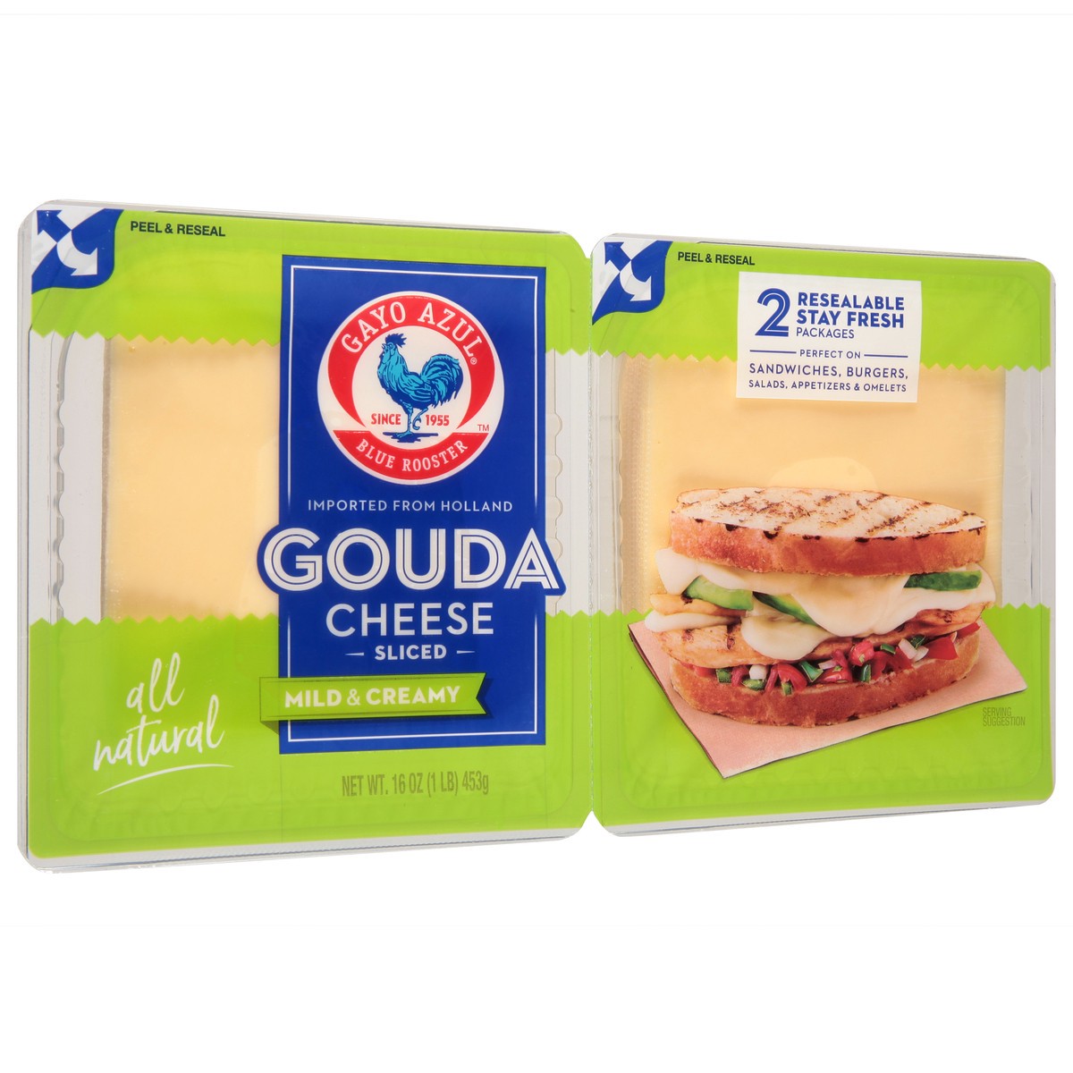 slide 9 of 14, Gayo Azul Mild & Creamy Gouda Sliced Cheese 2-16 oz Packages, 2 ct