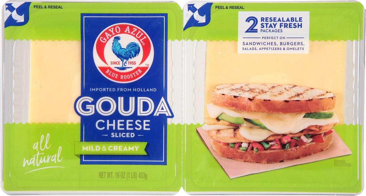 slide 1 of 14, Gayo Azul Mild & Creamy Gouda Sliced Cheese 2-16 oz Packages, 2 ct