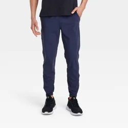 Men's Lightweight Tricot Jogger Pants - All In Motion™ Navy Blue M: Nylon-Spandex Blend, Zippered Pocket, Pull-On Waistband