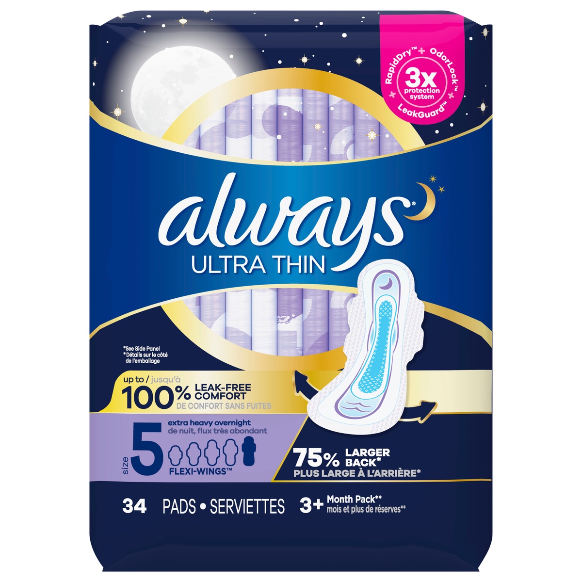 slide 1 of 4, Always Ultra Thin Extra Heavy Overnight Pads - Size 5, 