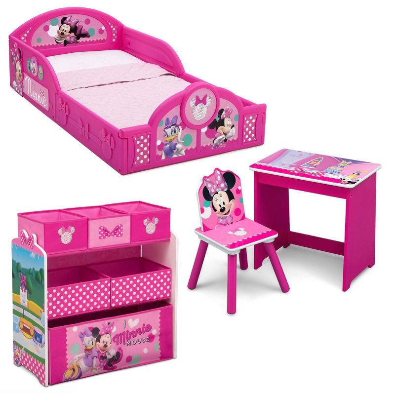 slide 1 of 12, Delta Children Minnie Mouse Room Box Bedroom Set - 4pc, 4 ct