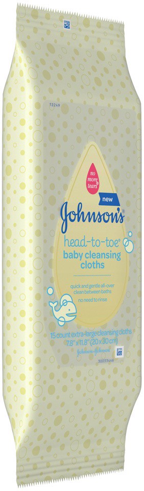 slide 4 of 6, Johnson's Head-To-Toe Extra Large Cleansing Cloths 15 ea, 15 ct