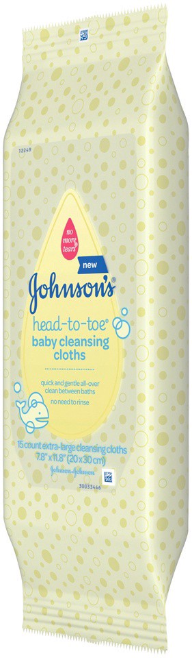 slide 6 of 6, Johnson's Head-To-Toe Extra Large Cleansing Cloths 15 ea, 15 ct