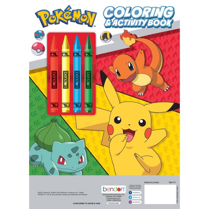 slide 2 of 5, Bendon Pokemon Coloring Book with Crayons, 1 ct