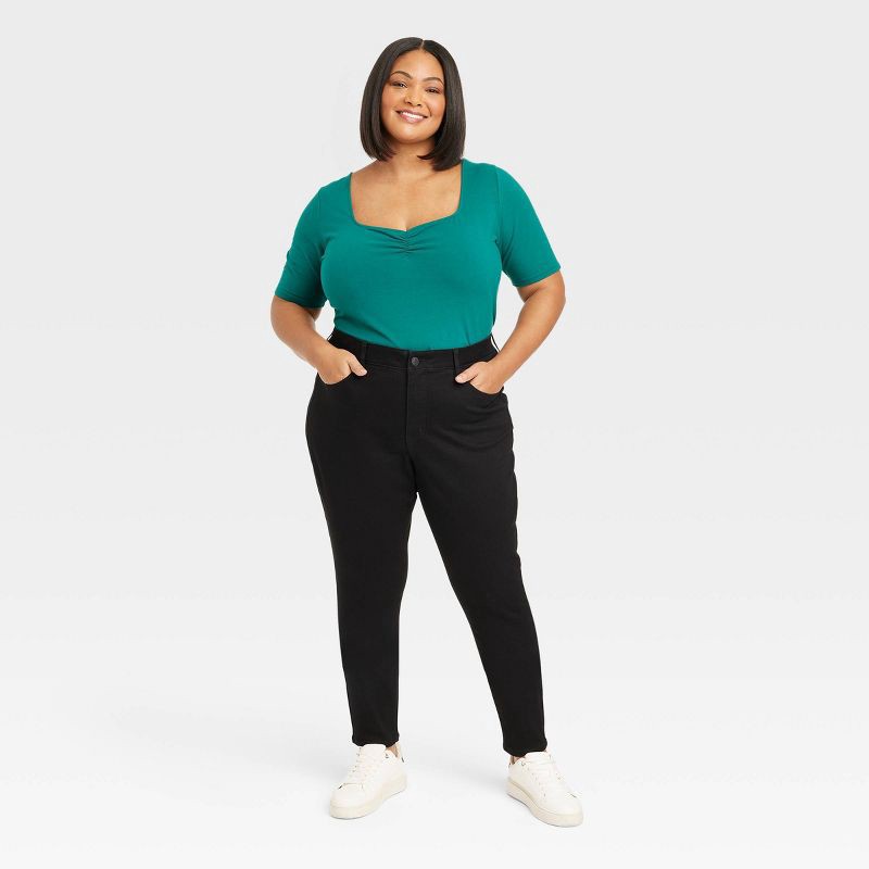 slide 3 of 3, Women's High-Rise Skinny Jeans - Ava & Viv™ Black Denim 24: Plus Size, Heavyweight Fabric, Stretch, Belt Loops, 30" Inseam, 1 ct